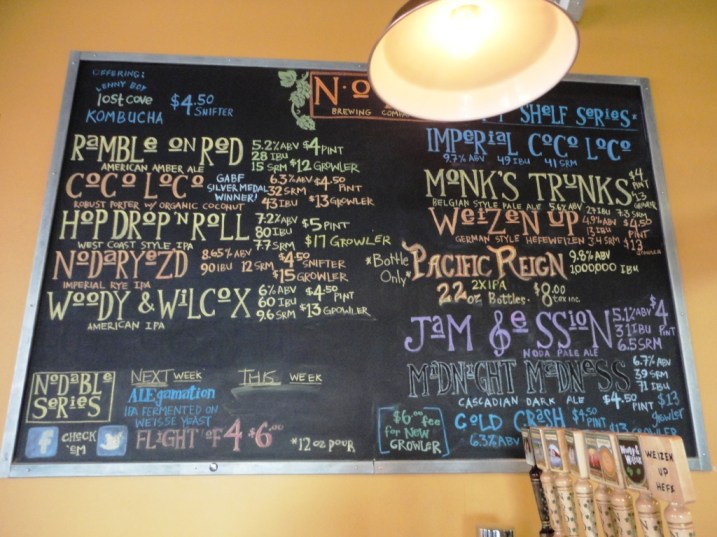 NoDa Brewing Company chalkboard