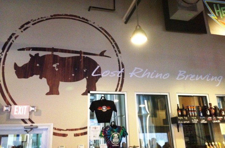 Lost Rhino Brewing Company logo wall