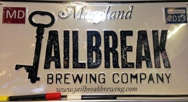 Jailbreak Brewing Company license plate sign