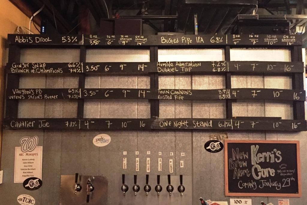 Tin Cannon Brewing Company chalkboard