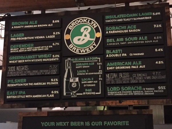 Brooklyn Brewery menu