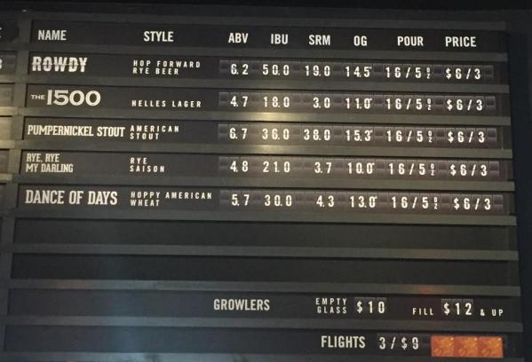 Atlas Brew Works beer menu2