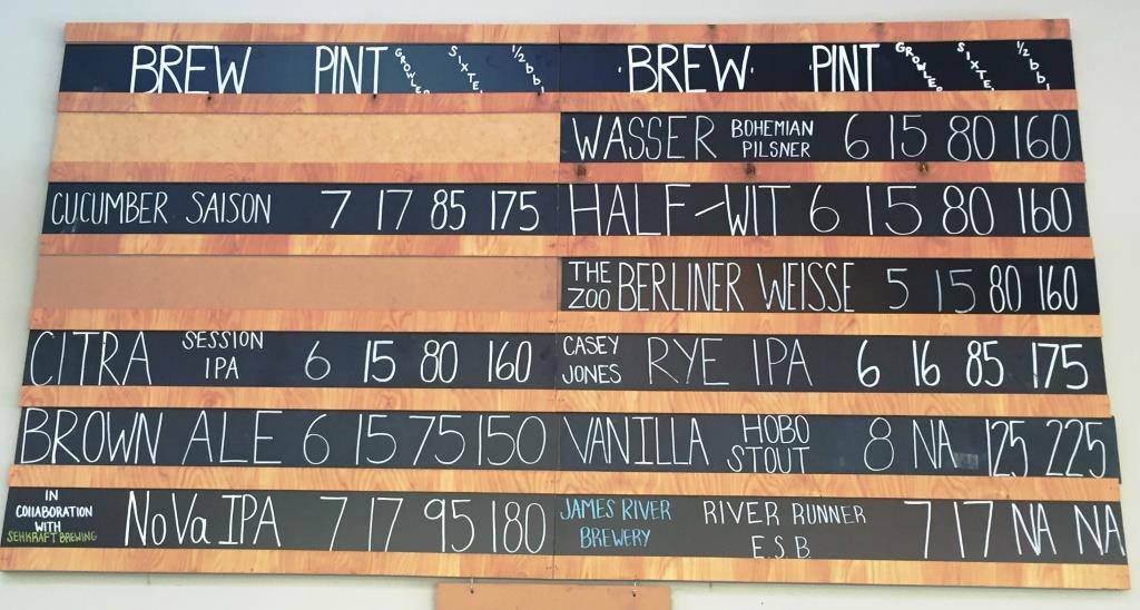 Caboose Brewing Company chalkboard