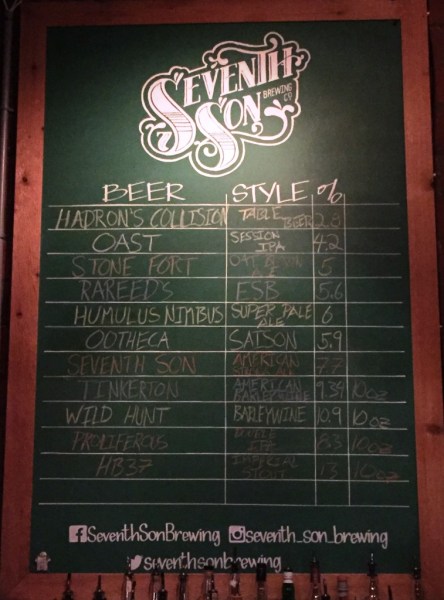 Seventh Son Brewery chalkboard