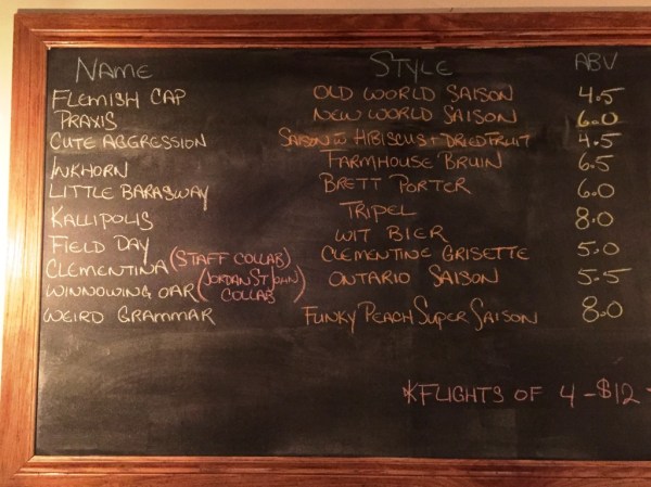 Folly Brewpub chalkboard