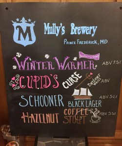 Mully's Brewery chalkboard